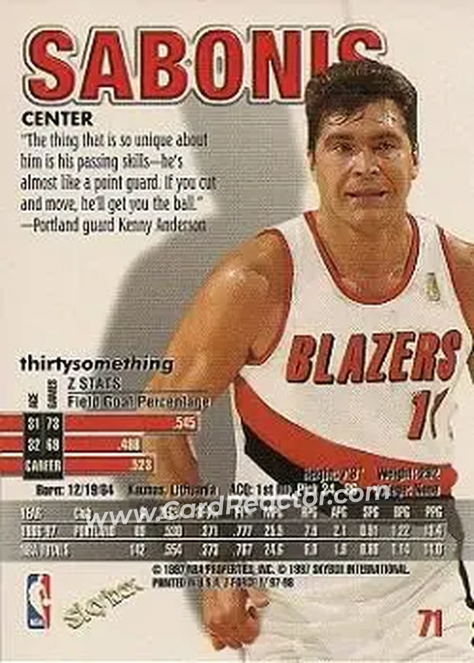 Back of Arvydas Sabonis