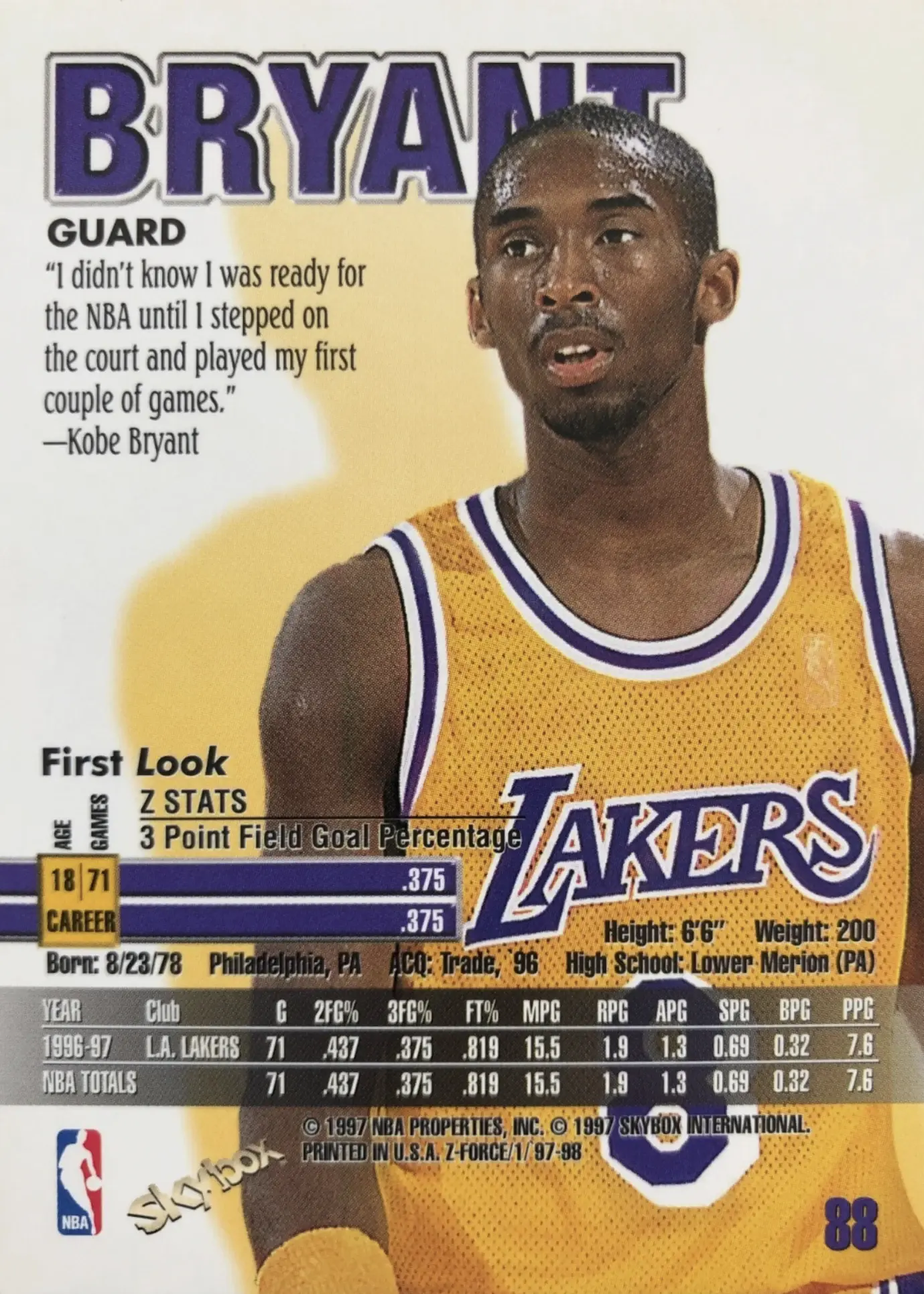 Back of Kobe Bryant
