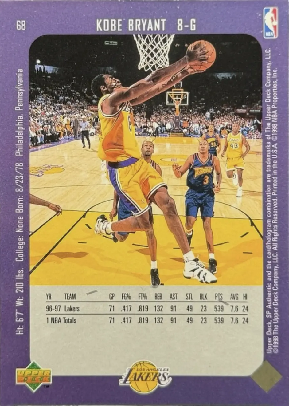 Back of Kobe Bryant
