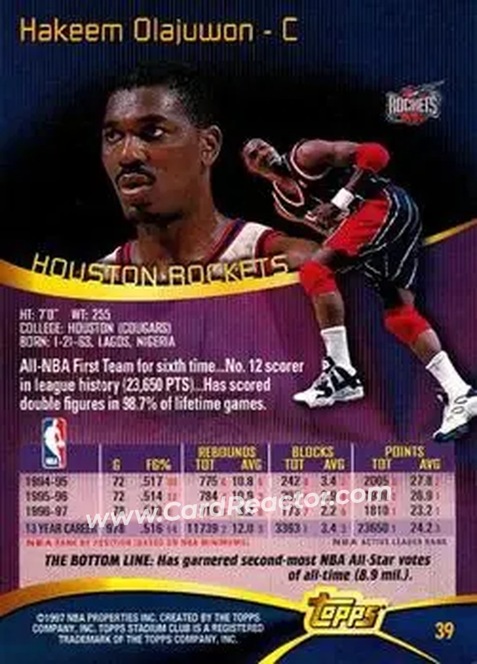 Back of Hakeem Olajuwon
