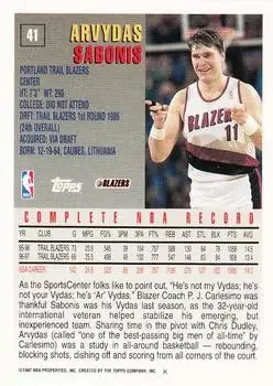 Back of Arvydas Sabonis