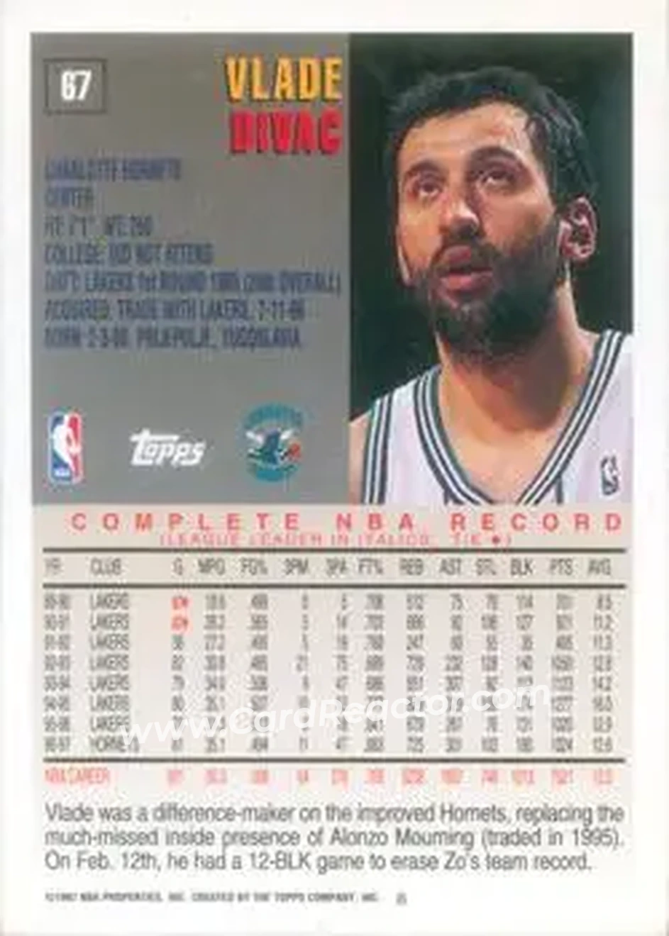 Back of Vlade Divac