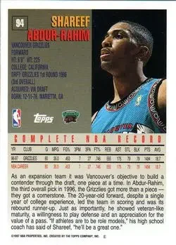 Back of Shareef Abdur-Rahim