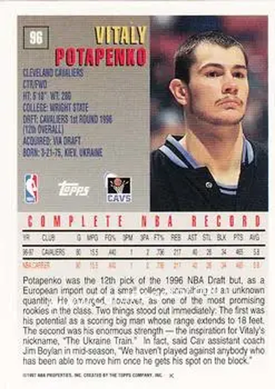 Back of Vitaly Potapenko