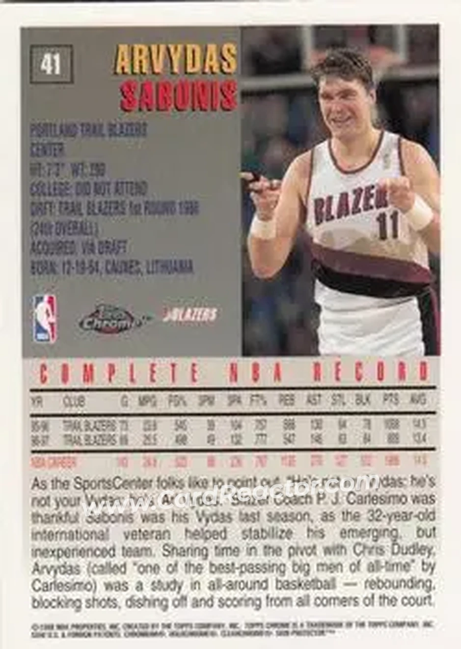 Back of Arvydas Sabonis