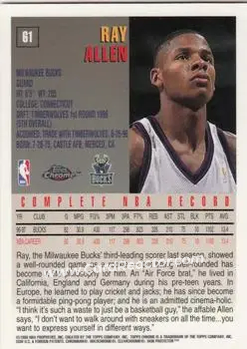 Back of Ray Allen