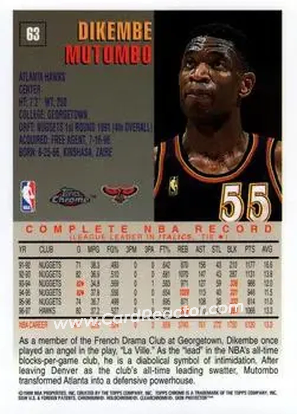 Back of Dikembe Mutombo