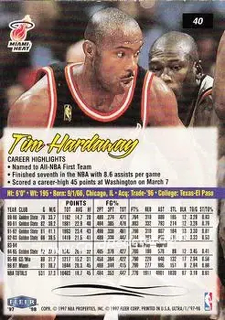 Back of Tim Hardaway