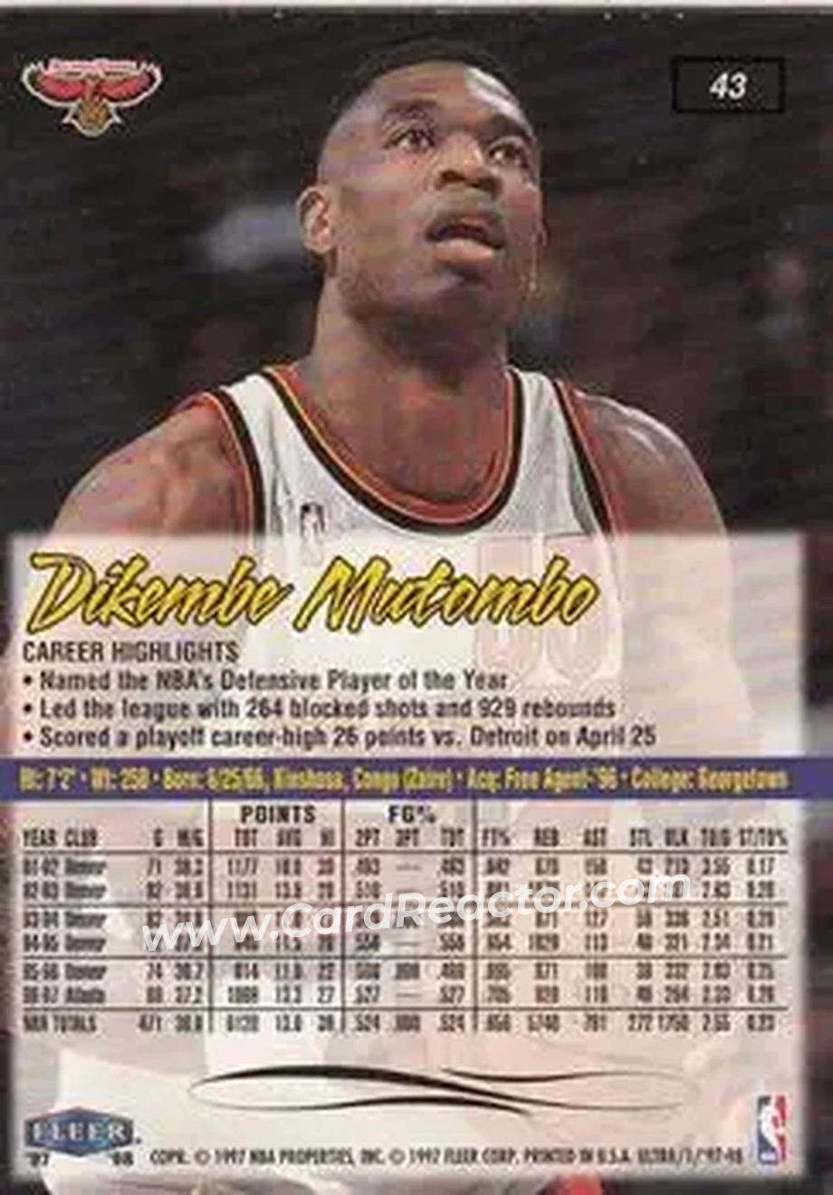 Back of Dikembe Mutombo