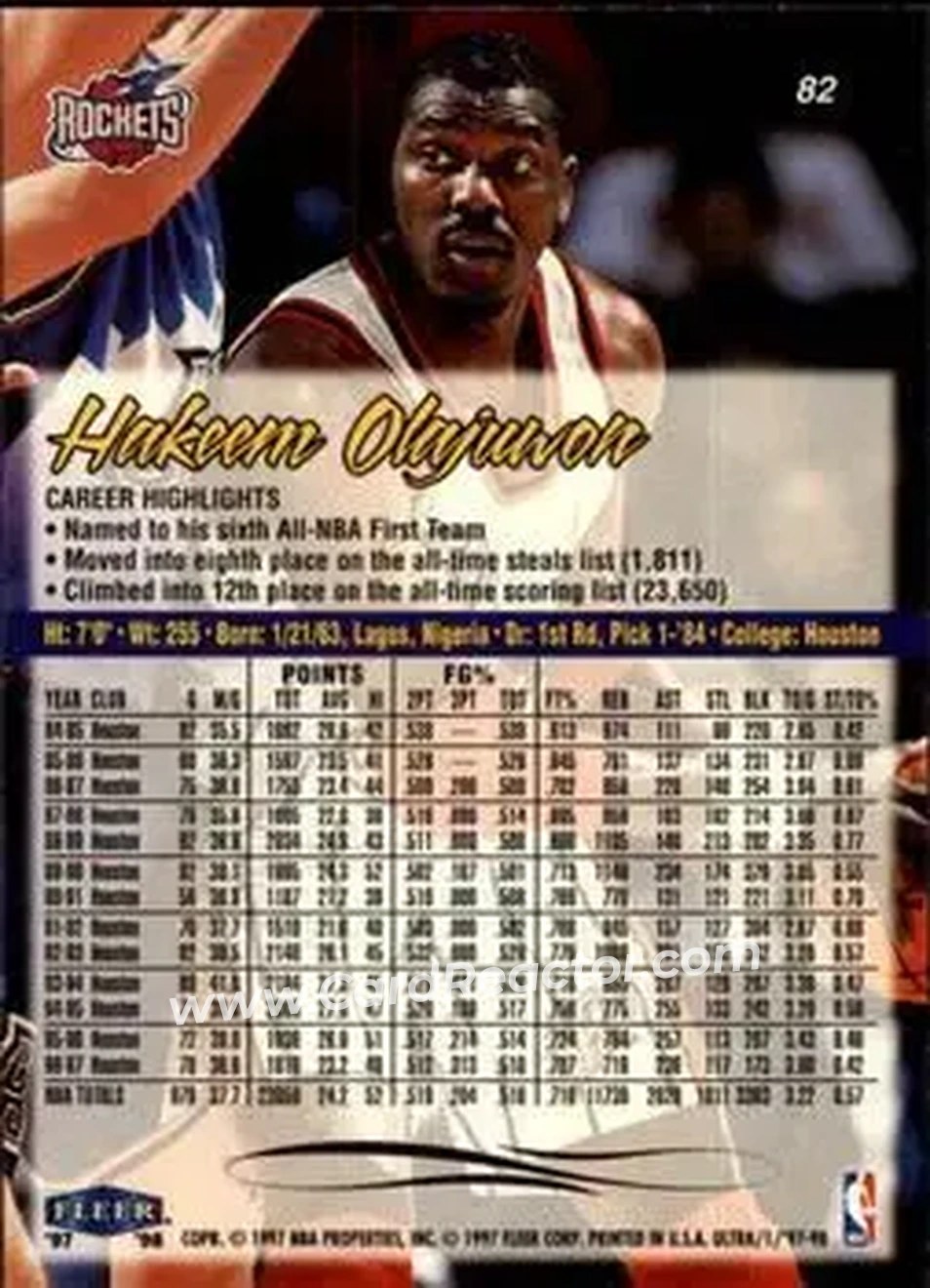 Back of Hakeem Olajuwon