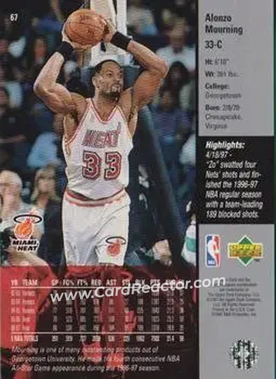 Back of Alonzo Mourning