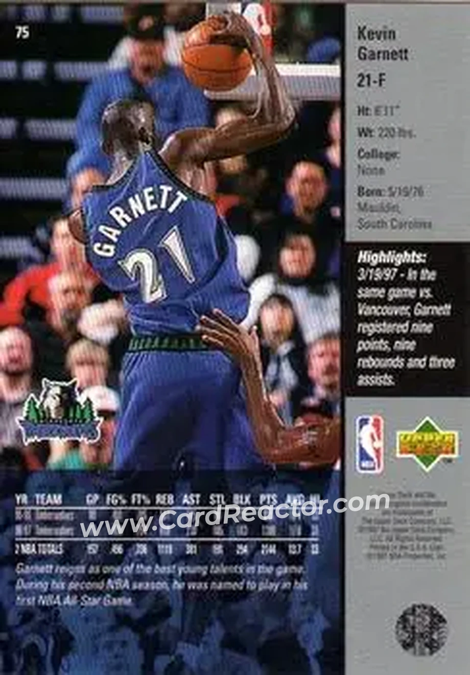 Back of Kevin Garnett