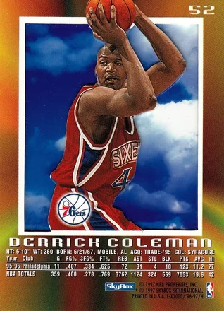 Derrick Coleman 뒷면
