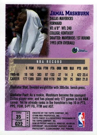 Jamal Mashburn 뒷면