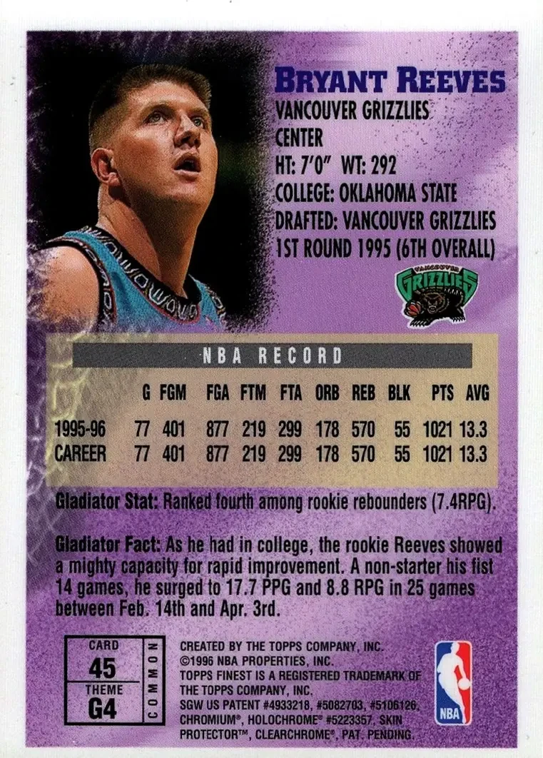 Back of Bryant Reeves