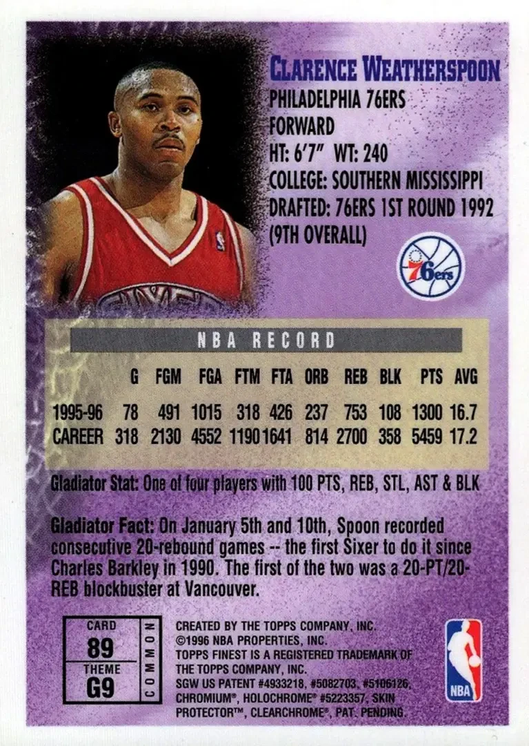 Back of Clarence Weatherspoon