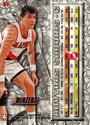 Arvydas Sabonis 뒷면