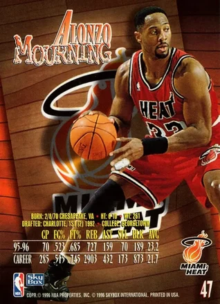 Alonzo Mourning 뒷면