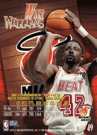 Walt Williams 뒷면