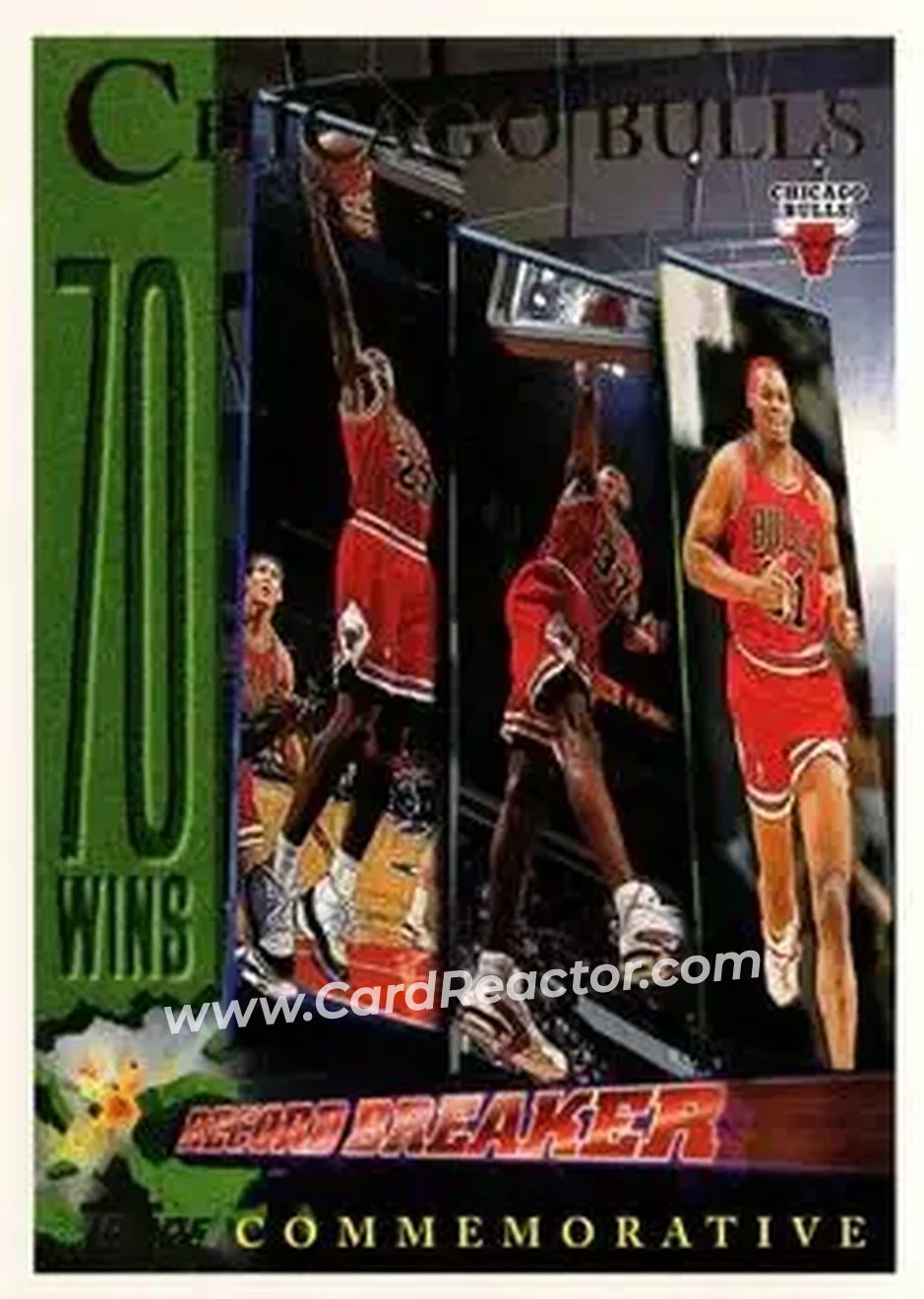1996-97 Topps #72 - Chicago Bulls 72 Wins COMM, RB - Chicago Bulls - Chicago Bulls - Front 1996-97 Topps #72 - Chicago Bulls 72 Wins COMM, RB - Chicago Bulls - Chicago Bulls - Front