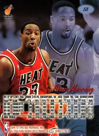 Reverso de Alonzo Mourning