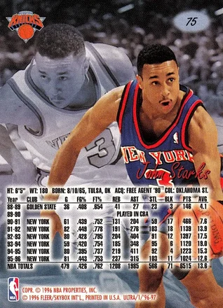 John Starks 뒷면
