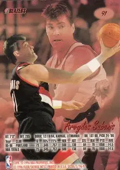 Back of Arvydas Sabonis