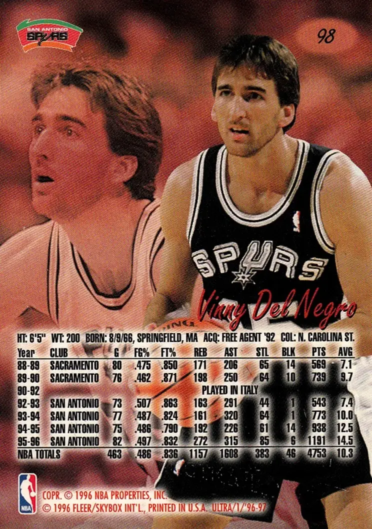Back of Vinny Del Negro