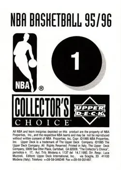 Back of Collector's Choice Stickers (European) 1 Golden State Warriors Logo