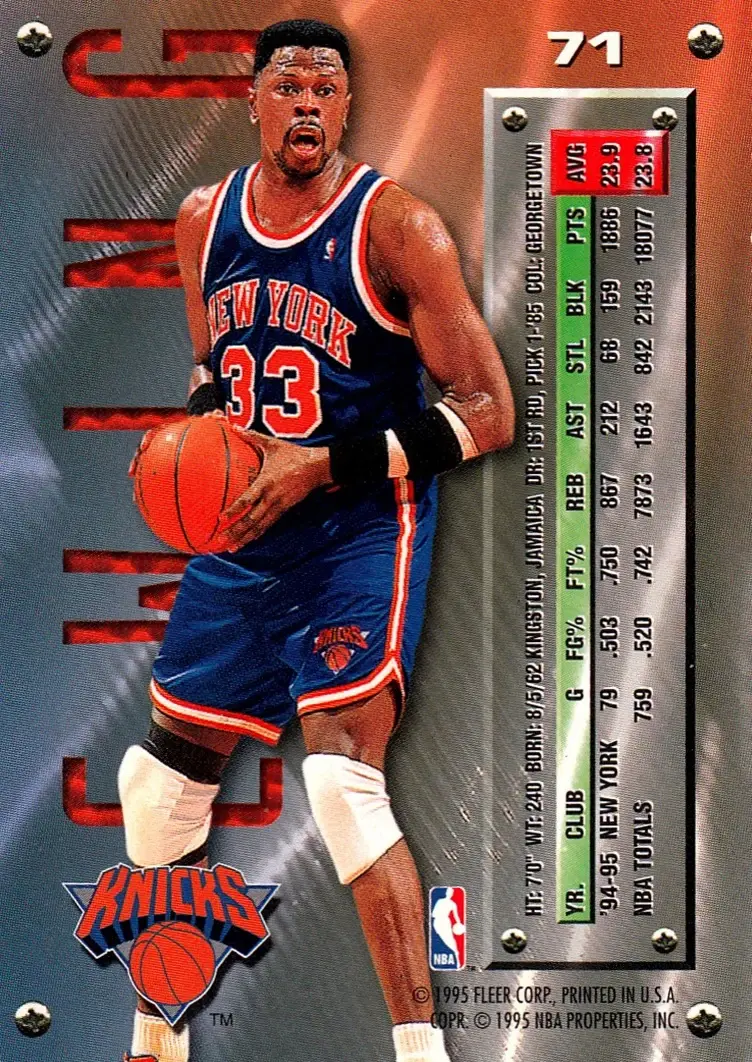 Back of Patrick Ewing