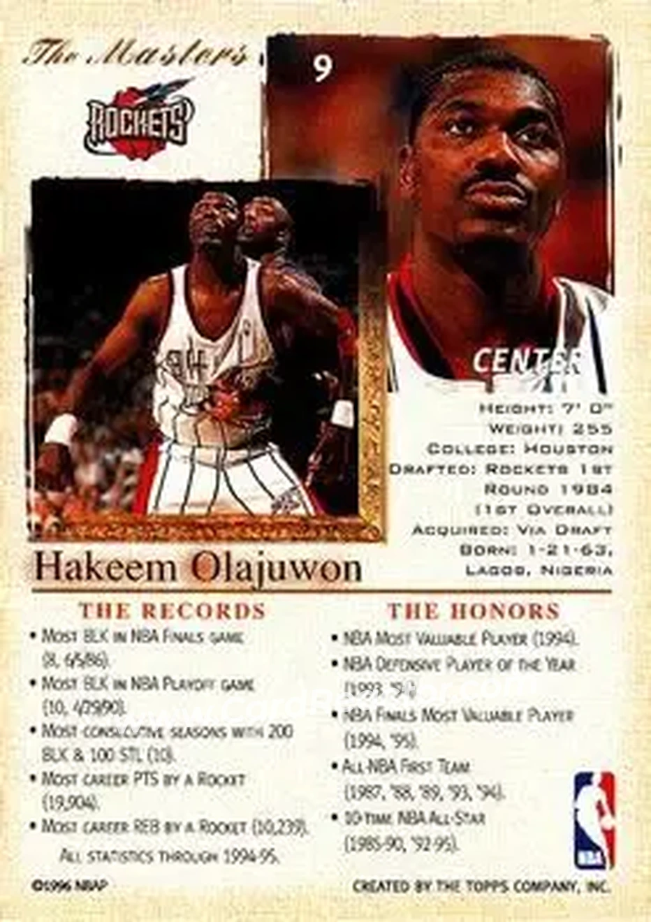 Back of Hakeem Olajuwon