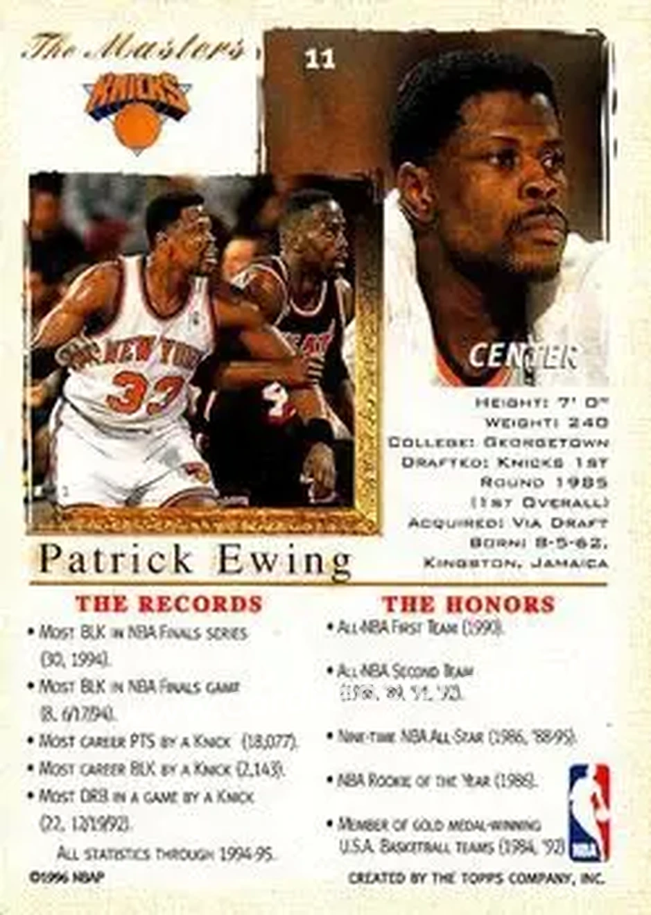 Back of Patrick Ewing