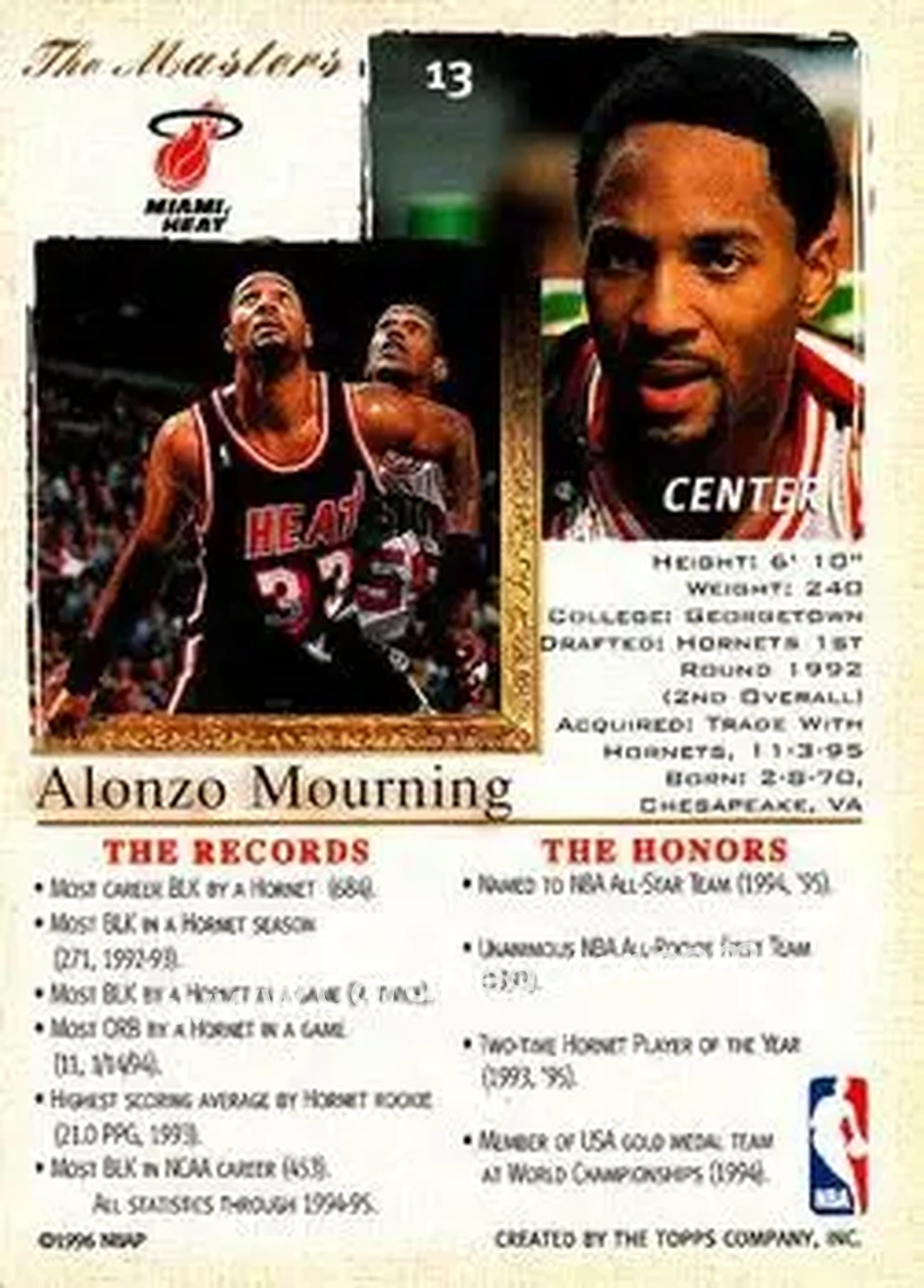 Back of Alonzo Mourning