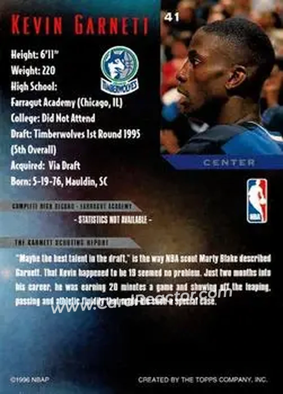 Back of Kevin Garnett