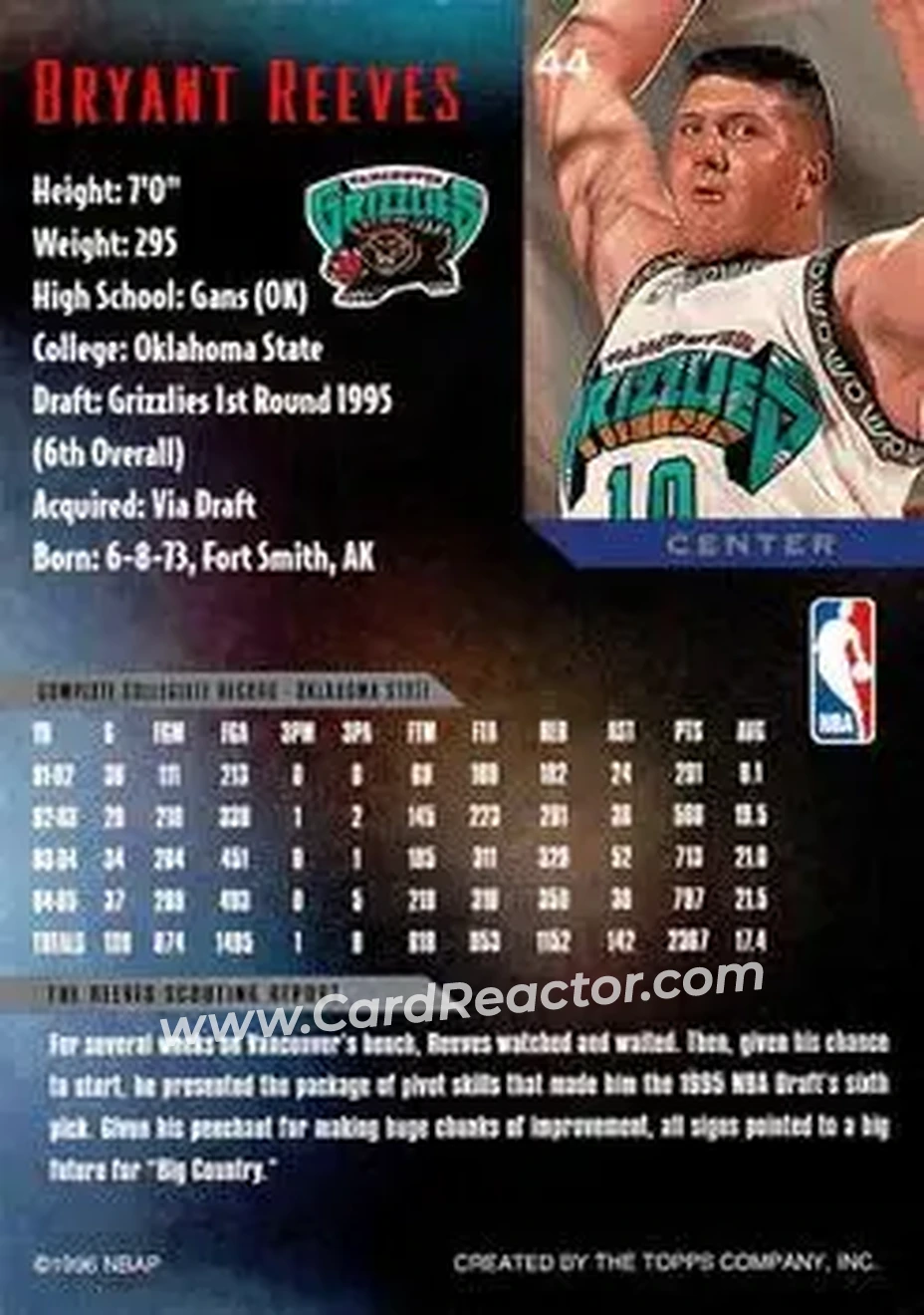 Back of Bryant Reeves