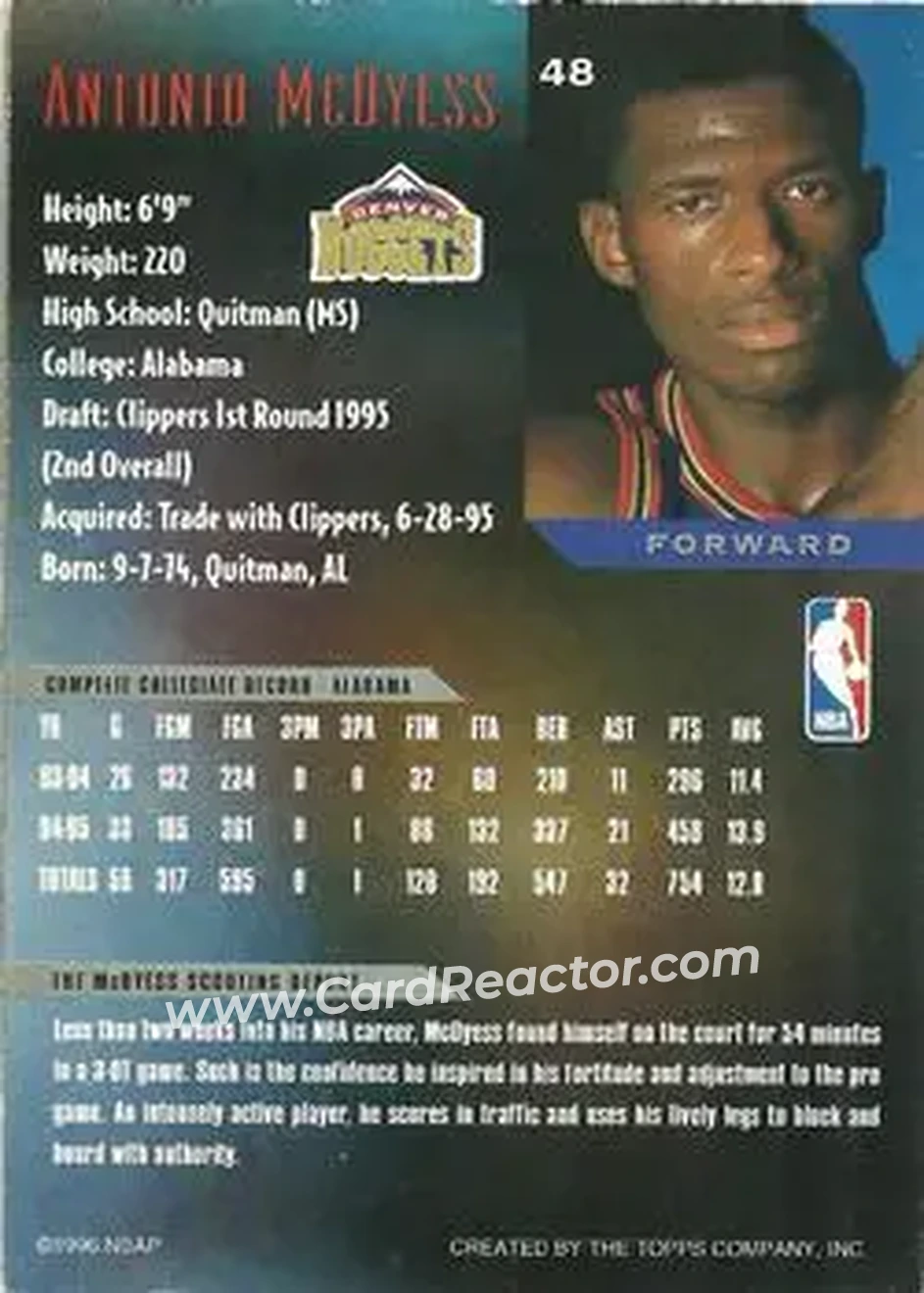 Back of Antonio McDyess
