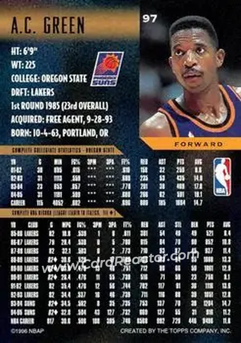 Back of A.C. Green