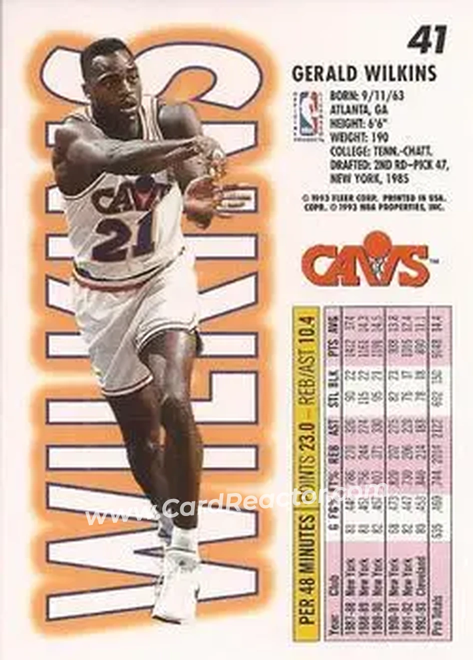 Back of Gerald Wilkins