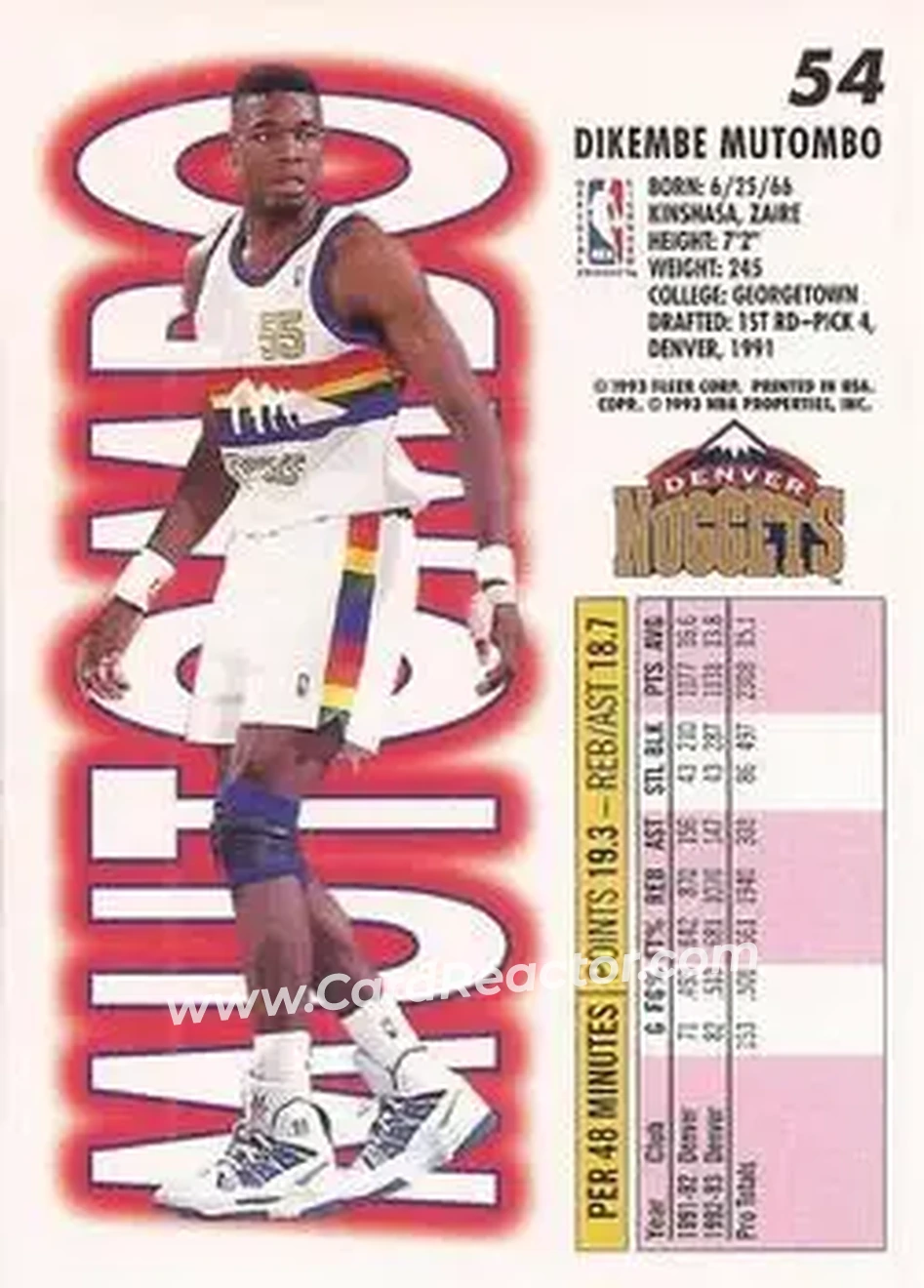Back of Dikembe Mutombo