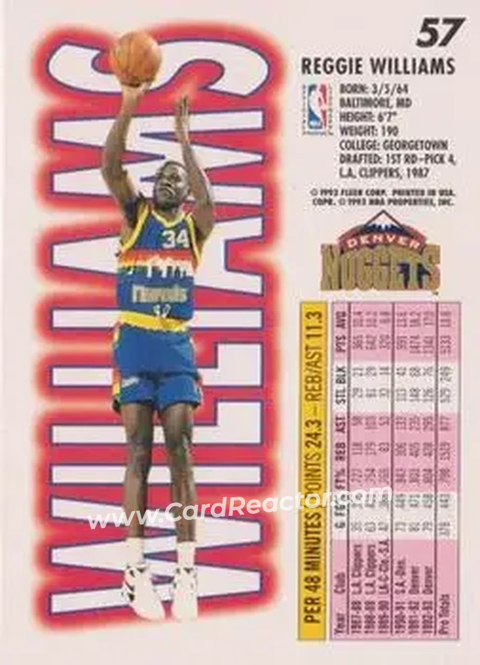 Back of Reggie WIlliams