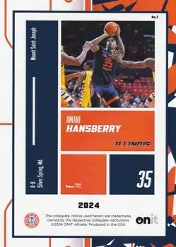 2023-24 ONIT Athlete Illinois Fighting Illini Men #2 - Amani Hansberry - Illinois Fighting Illini - Back