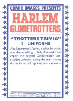 1992 Comic Images Harlem Globetrotters #5 - Card #5 - Harlem Globetrotters