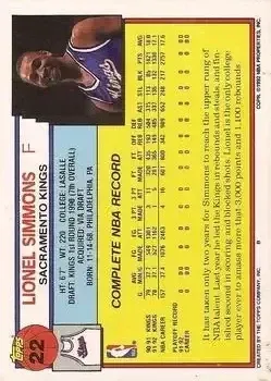 Back of Lionel Simmons