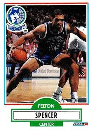 1990-91 Fleer Update #U-57 - Felton Spencer - Minnesota Timberwolves 1990-91 Fleer Update #U-57 - Felton Spencer - Minnesota Timberwolves