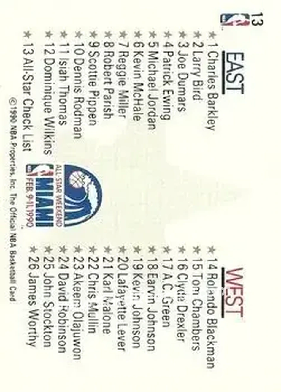 1990-91 Hoops #13 - Card #13 - Back