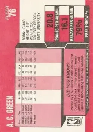 Reverso de A.C. Green