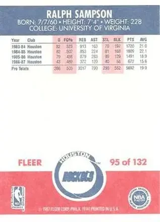 Achterkant van Ralph Sampson