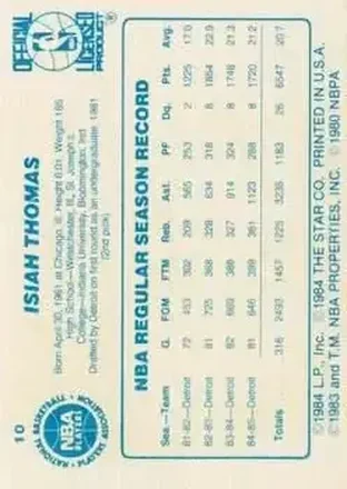 Verso de Isiah Thomas