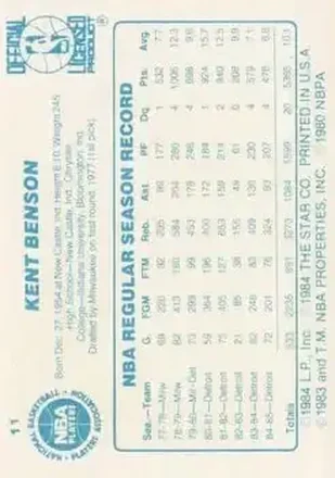 Verso de Kent Benson