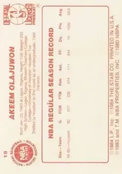 Back of Hakeem Olajuwon
